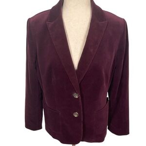 Talbots Blazer Womens 10P Purple Burgundy Corduroy Classic Preppy Jacket Stretch